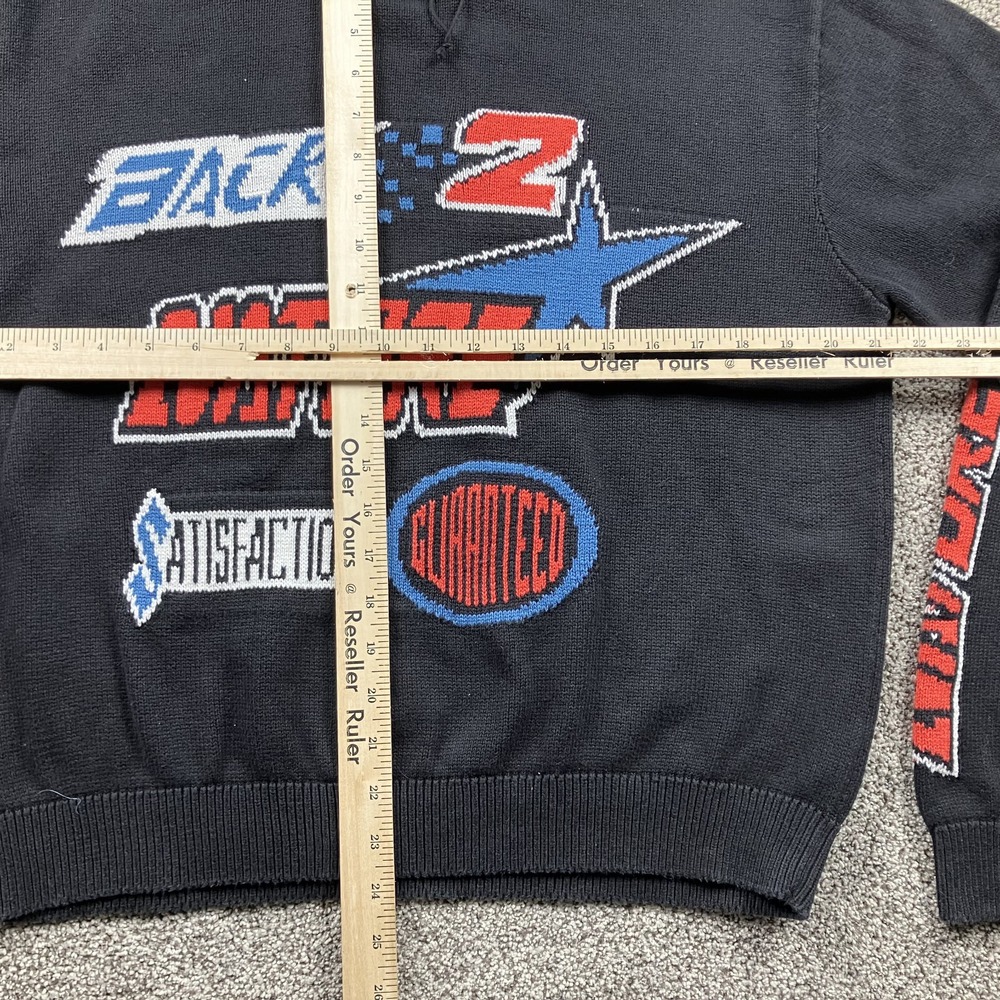 WEEKDAY Sweater Adult Medium Knit Embroidered Graphic Moto Retro Y2K - Picture 4 of 10
